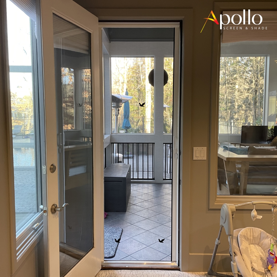 Apollo's Bright White Retractable Single Screen Door Inside View.